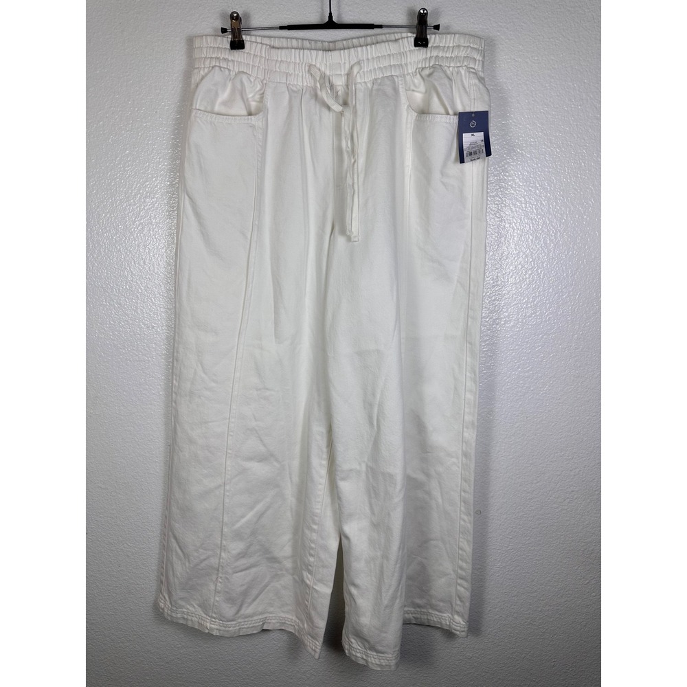 Universal Thread Womens XL White Wide Leg Elastic Waist Cotton Pants NWT